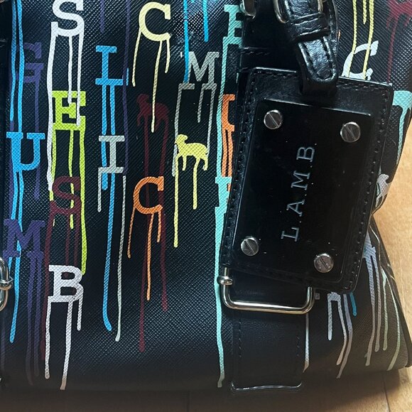 L.A.M.B. Signature Jackson Walderston Satchel Handbag Black Multicolour RARE - Picture 3 of 8